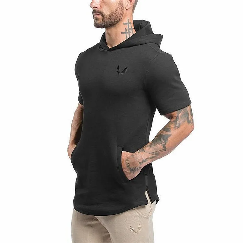 Spring Summer style Men Short sleeves Hoodies Slim fit pullover coat