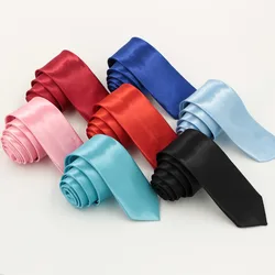 Veektie 1 Piece Fashion 5cm Slim Ties For Men Wedding Party Brand Necktie Skinny 24 Solid Colors Cravate