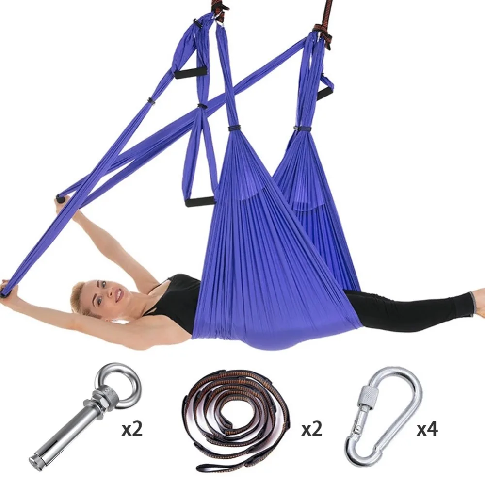 

Full Set 6 Handles Anti-gravity Home GYM Hanging Belt Aerial Yoga Hammock Flying Swing Trapeze Yoga Inversion Exercises Device