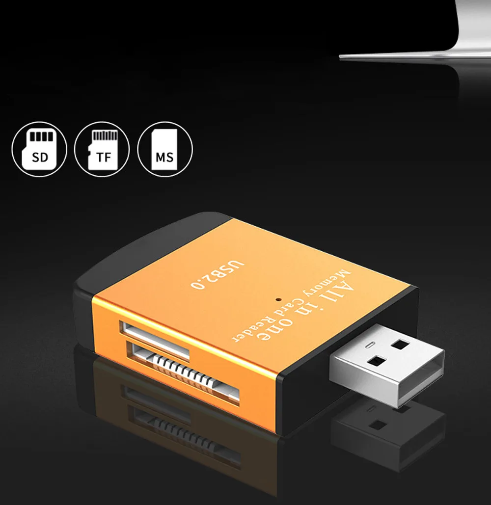 480Mbps High-Speed USB2.0 4-in-1 Compact Flash Multi Memory Card Reader Adapter TF MicroSD MS#T2