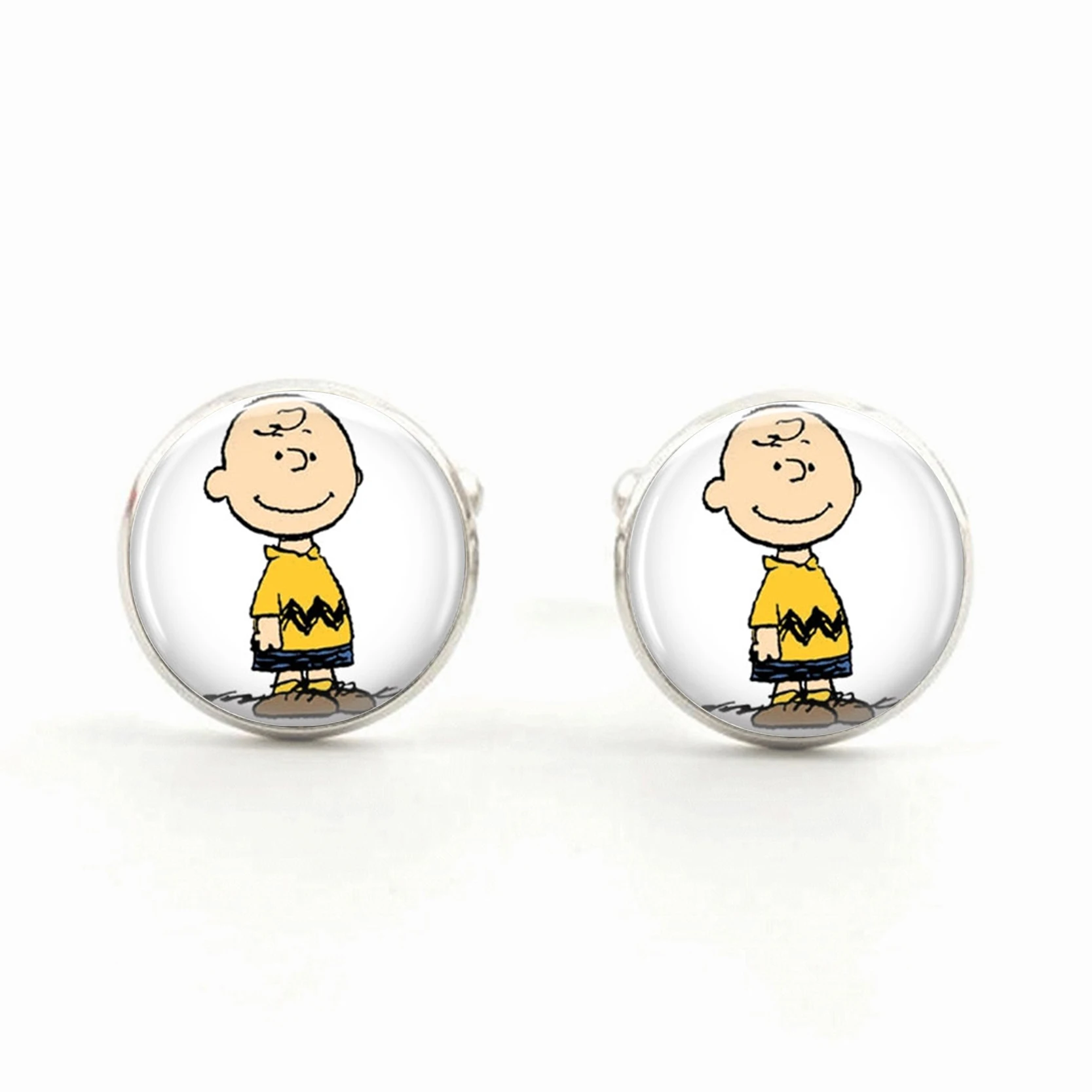 

Charlie Brown Cufflinks The Peanuts Jewelry Cartoon Character Cufflinks Glass Cufflinks Sleeve Buttons Birthday Gift
