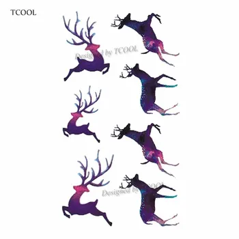 

HXMAN Deer Temporary Tattoo Sticker Waterproof Women Men Adults Fake Body Art Tattoos New Design 10.5X6cm Kids Hand Tatoo A-023
