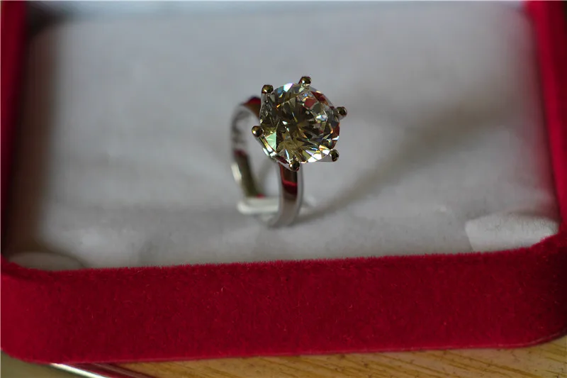 Супер Блестящий 6Ct 12 мм Круглый разрез G-H с подлинным муассанитом кольцо Charles& Colvard Гарантия Серебро 925 пробы кольцо