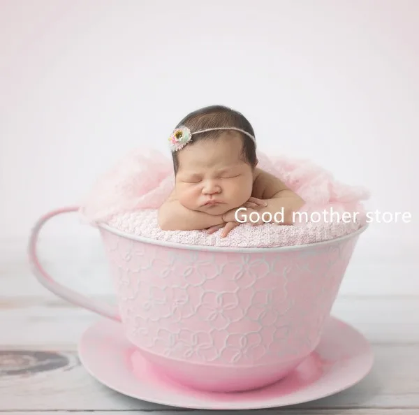 Baby Photography Props Iron Basket Tea Cup Fotografia Accessories Infantil Toddler Studio Shooting Photo Props Shower Gift