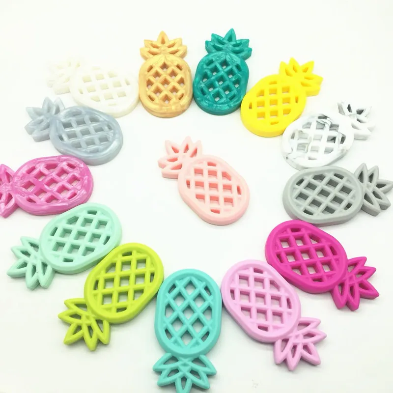 

20 PCS Multi-color Pendant Baby Silicone Ananas Toy Newborn Nursing Accessories Pineapple DIY Jewelry Making Beads Chew Pendant