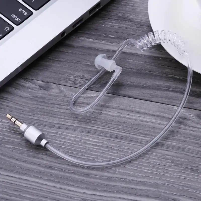 모노 3.5mm 소프트 에어 어쿠스틱 튜브 이어폰 스테레오, 방사선 방지 이어폰 헤드셋, 무선 블루투스 클립 장치