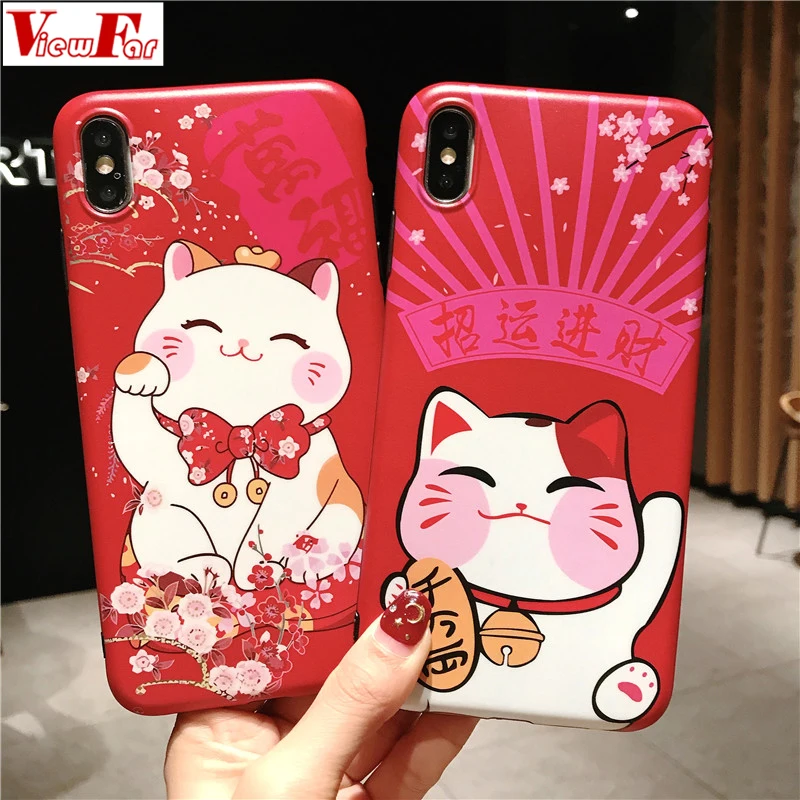 Чехол с богатым узором для Apple iphone 6 7 8 10 Plus X XR XS Max Cute Cover 6plus 7plus 8plus XsMax Cat новогодние