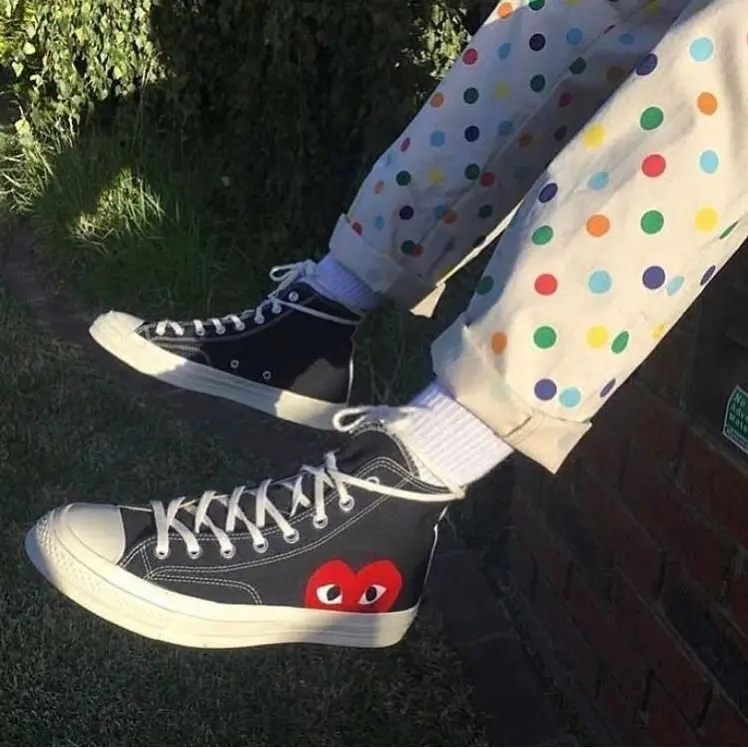 

1970s love high-top canvas shoes Casual shoes Women's high heels Canvas shoes with high tops for men and women