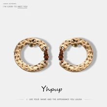Yhpup, персонализированные винтажные Ретро золотые серебряные серьги-гвоздики, миниатюрные круглые геометрические серьги для женщин, вечерние ювелирные изделия oorbellen