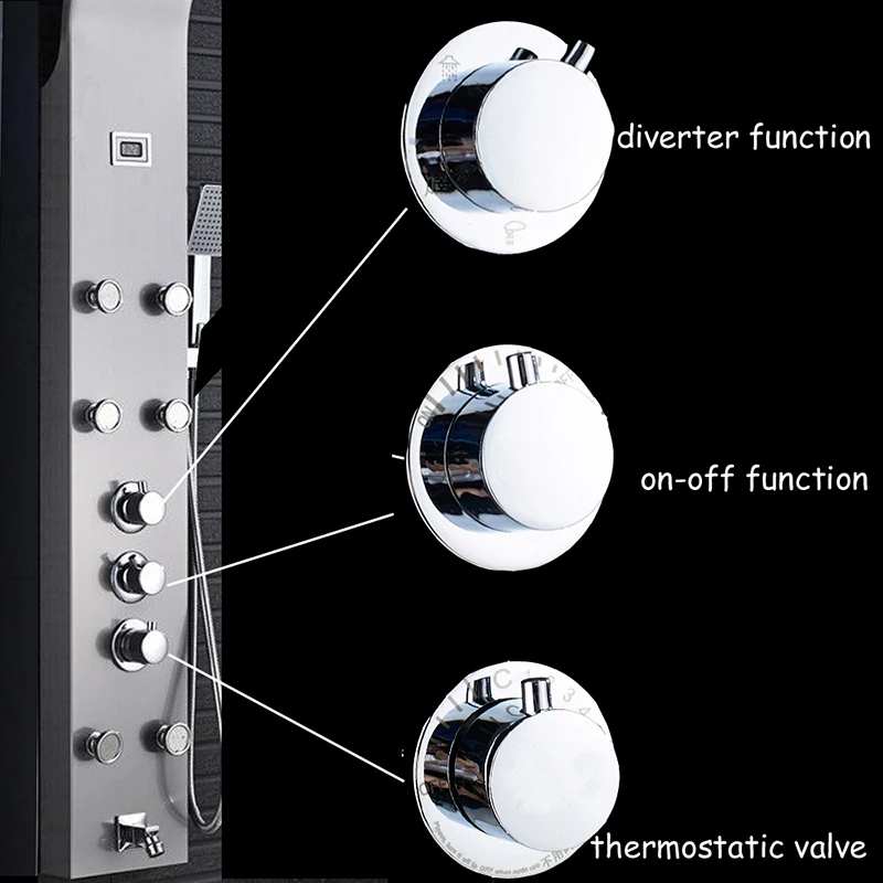 Матовая термостатическая душевая панель кран из нержавеющей стали душевая Колонка Цифровой температурный дисплей массажная система для тела
