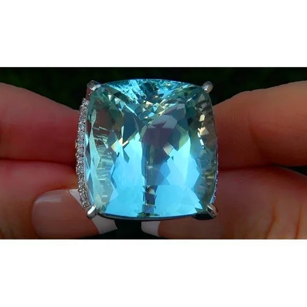 Милое женское кольцо с большим синим циркониевым камнем, модное 925 Серебряное обручальное кольцо для женщин, обручальное кольцо, подарки на год