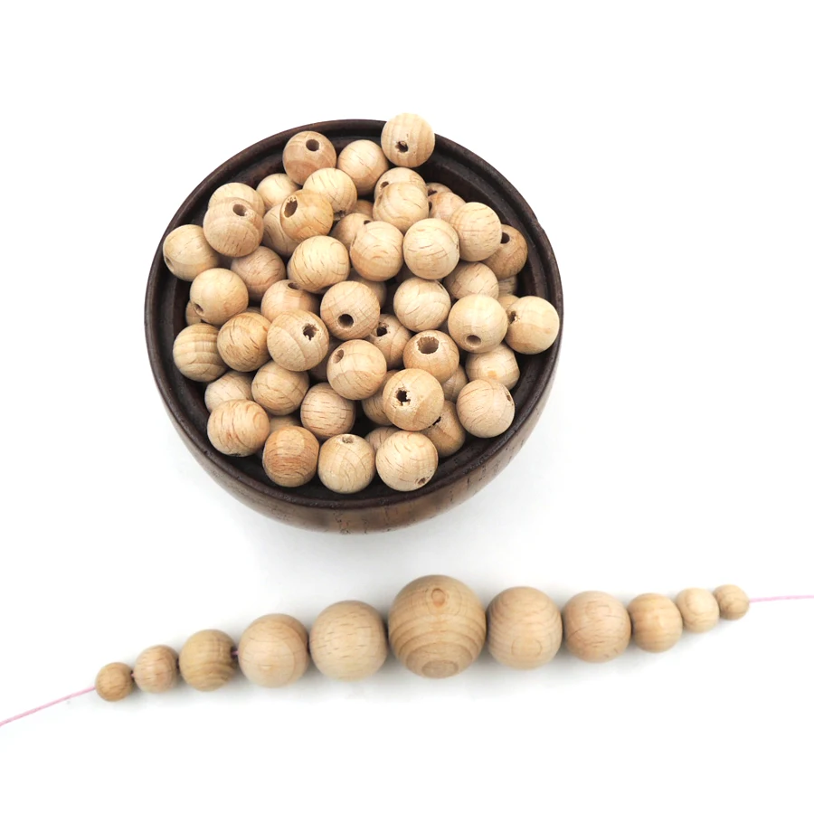 Germany beech wood DIY beading smooth good quality 12mm 15, 18 20 25MM