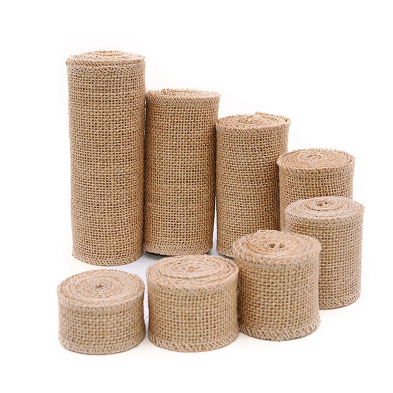 2M Natural Jute Burlap Hessian Ribbon Rolls Vintage Rustic Wedding Decoration Christmas Gift Wrapping Festival Party Home Decor 2M Natural Jute Burlap Hessian Ribbon Rolls Vintage Rustic Wedding Decoration Christmas Gift Wrapping Festival Party Home Decor
