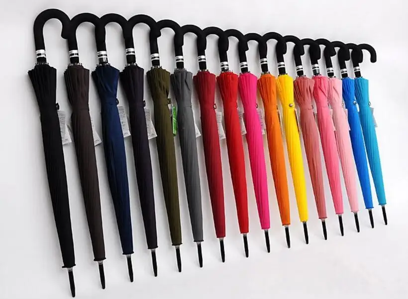 

Sun Umbrella Colorful Long 24 ribs Golf Straight Long Handle Umbrellas Able to Resist Strong Wind Free Shipping 50RR311