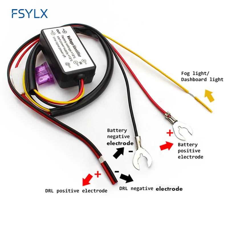 FSYLX DRL контроллер Жгут Авто Автомобильный светодиодный дневной ходовой светильник Реле Жгут диммер ВКЛ/ВЫКЛ 12-18 в противотуманный светильник кабели контроллера