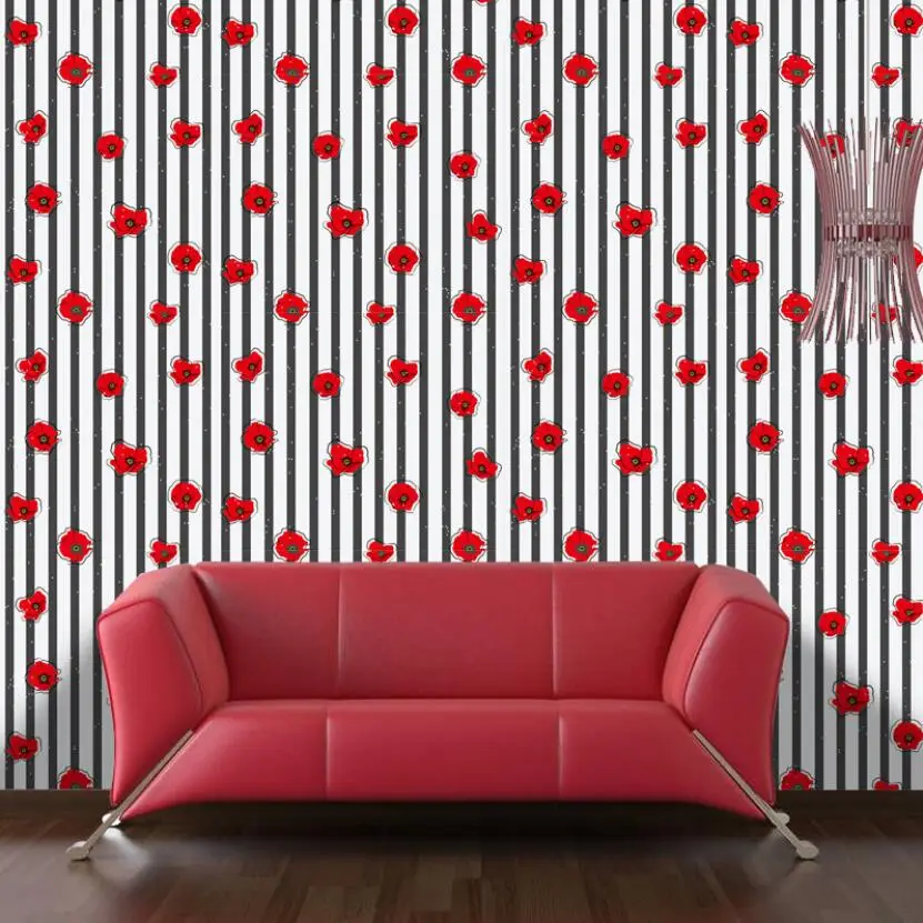 Vertical Stripes Wallpaper Kids Rooms Red Flower Pvc Girl Bedroom Wall  Paper Fashion Living Room Wallpapers Wall Decor Ze095 - Wallpapers -  AliExpress