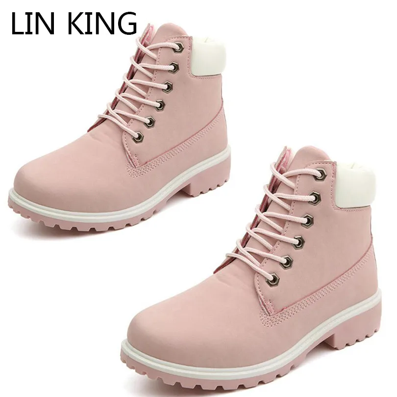 

LIN KING Fashion Lace Up Women Motorcycle boots Female Platform Ankle Boots Spring Autumn Square Heel Camouflage Martin Boots