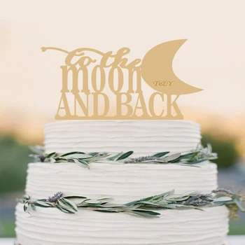 

Personalized Wedding Cake Topper, Rustic Cake Topper, Wood Cake Topper,Moon style