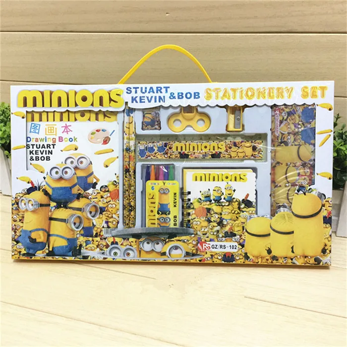 KIDS MINION STICKERS SKETCH BOOK AND SUPER STATIONERY SET FOR SCHOOL GIFT 