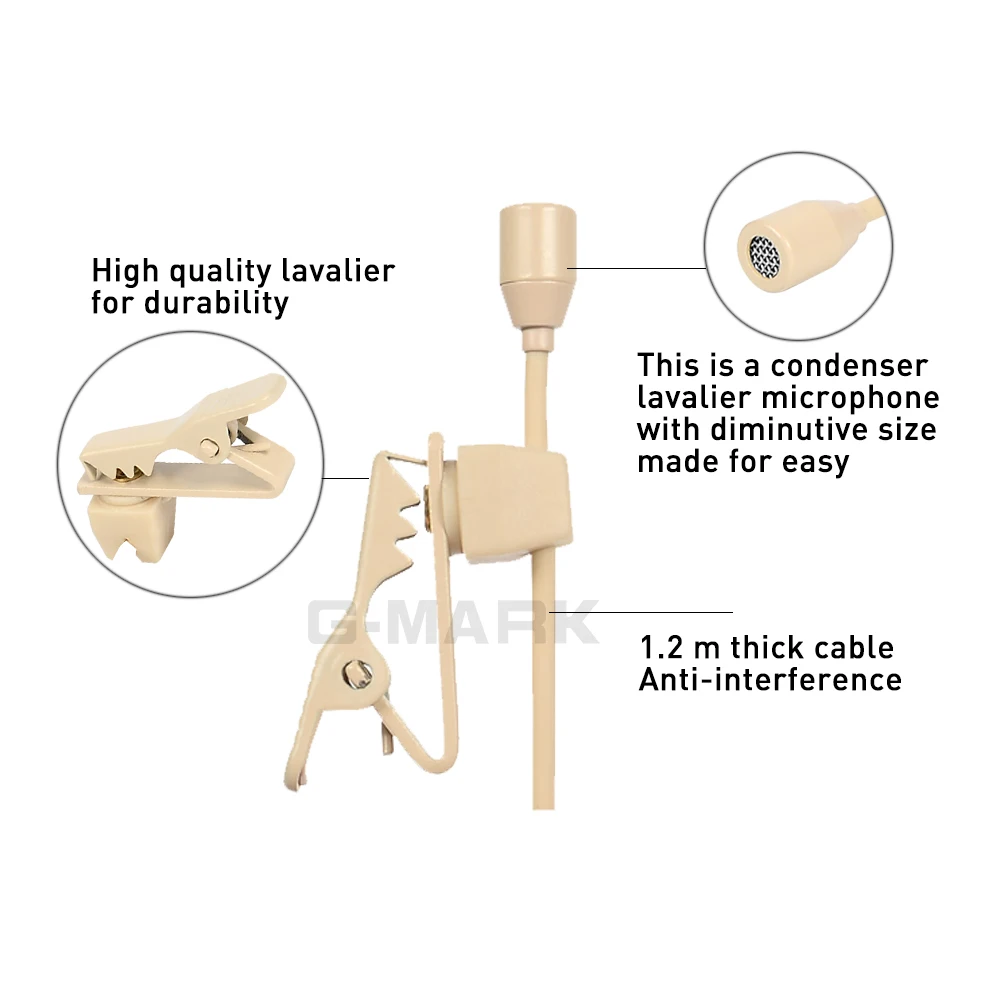 G-MARK высококачественный всенаправленный бежевый зажим для галстука петличный микрофон для беспроводного передатчика цвета кожи с упаковочной коробкой
