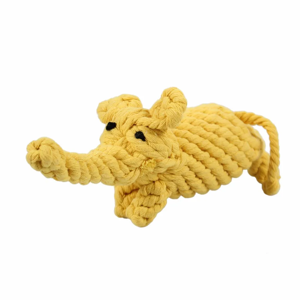 PipiFren Pets Dog Chew Toy Yellow Cute Elephant Cotton Rope Braided Eco