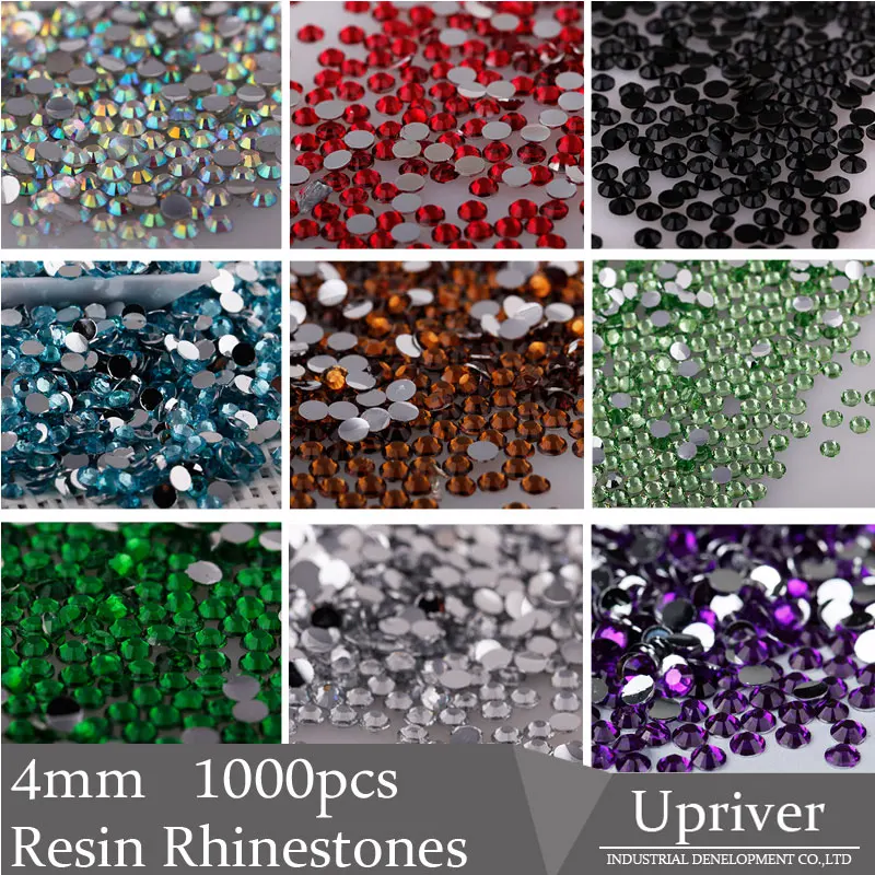 

Upriver 1000pcs 4mm And Mixed Sizes Resin Strass Nail Art Rhinestones Non Hotfix Glitter Fingernails Design Crafts Decoration