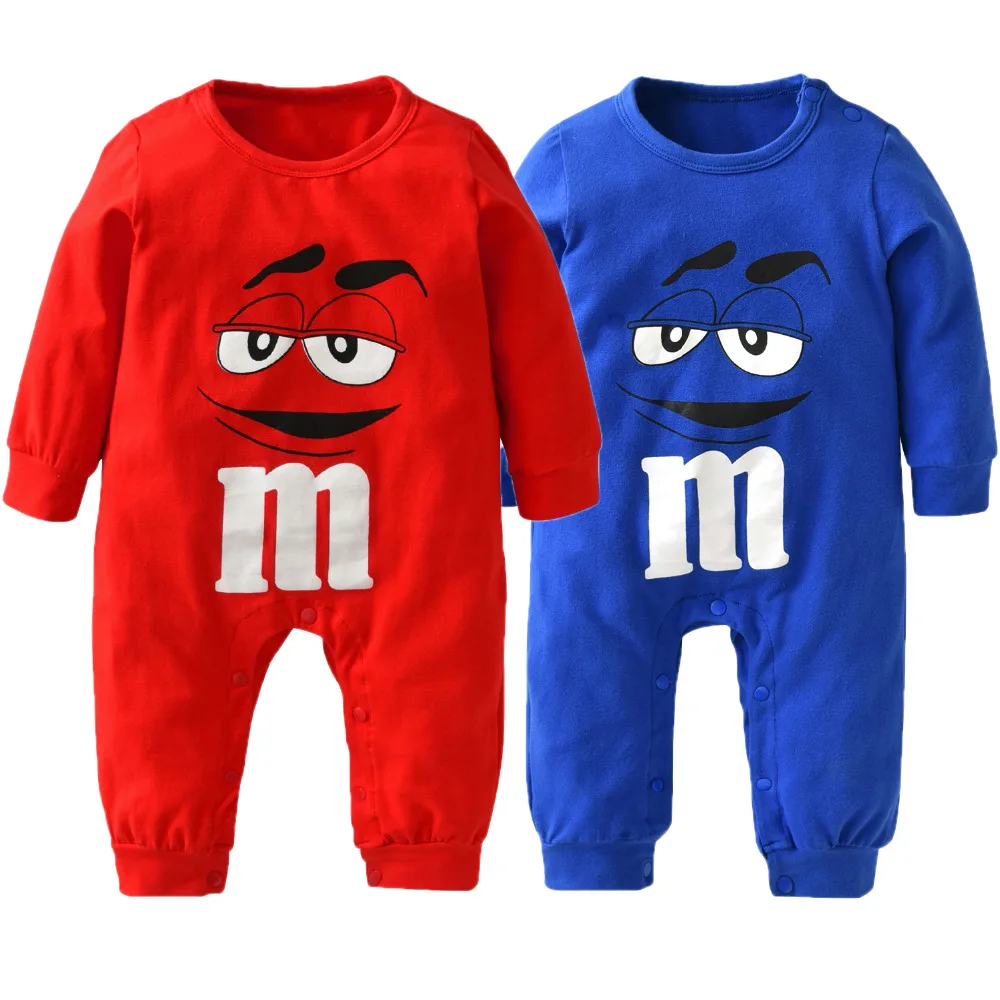 

New 2018 Autumn Newborn Baby Rompers Long Sleeves Blue and Red Cartoon Printing Infant Jumpsuit Toddler Baby Boy Girl Clothes