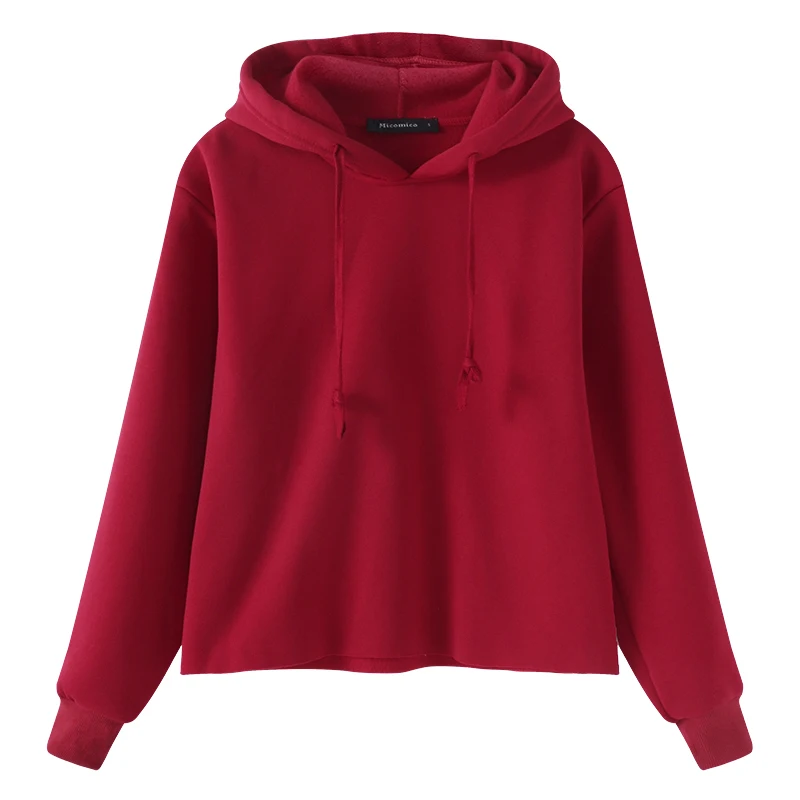 Ceny Micomico Gril Bluzy z długim rękawem Topy Swetry Bluzka 2018 Z Długim Rękawem Casual Solidna Plus Rozmiar Odzieży Sportowej Streetwear Black Red