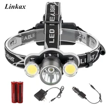 LED Headlamp Headlight 3LED XML-T6 COB LED Head Lamp Lantern 6000 lumens DIY LED Angle LED Head Flashlight Camp Hike Light 18650
