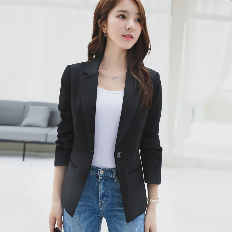 

2019 New Ladies Casual elegant suit Korean version slim skinny harajuku women's black blazer jacket female Hot selling