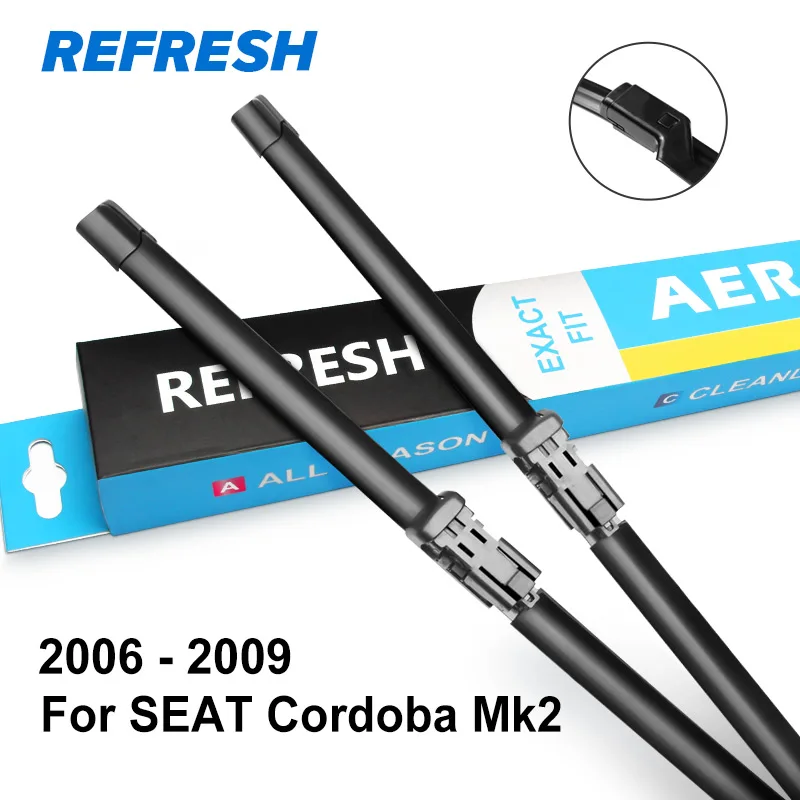 REFRESH Щетки стеклоочистителя для SEAT Cordoba Fit Пуговицы с рукояткой / крючком Модель Год выпуска с 1999 по 2009 год - Цвет: 2006 - 2009 ( Mk2 )