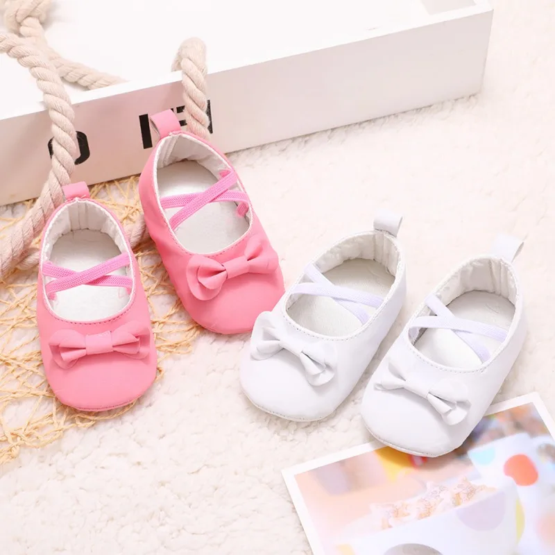 

Spring Autumn Baby Toddler First Walkers Baby Girl Shoes Newborn Bow Cross Elastic Band Princess Shoes Y13
