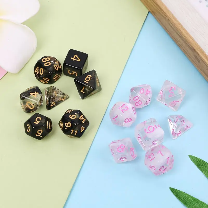 7 шт./компл. новая игра игральные кости прозрачные модные кубики многосторонние