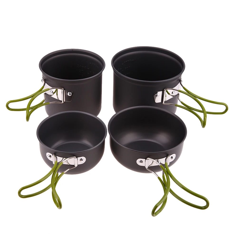 

4-in-1 Camping Pot Sets For 2-3 Persons Pots Pans Bowls Cookware Set Non-Stick Aluminum Camping Cookware Ultralight DS-201