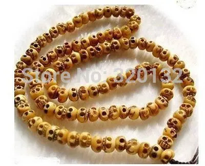 

wonderful 108 Pieces bone skull head buddha bead necklace AAA Unusual Fine Bridal Silver hook NECKLACS Free Shipping