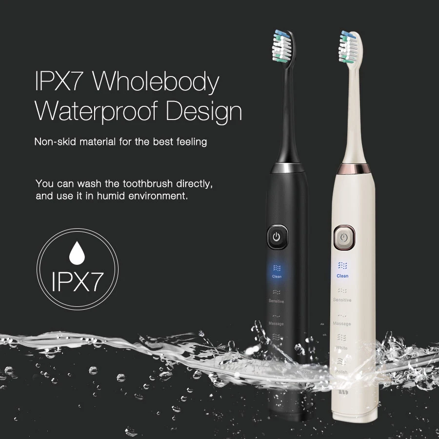 Electric Toothbrush S100 Ultrasonic Sonic tooth brush Wireless rechargeable battery IPX7 Waterproof included extra brushes head