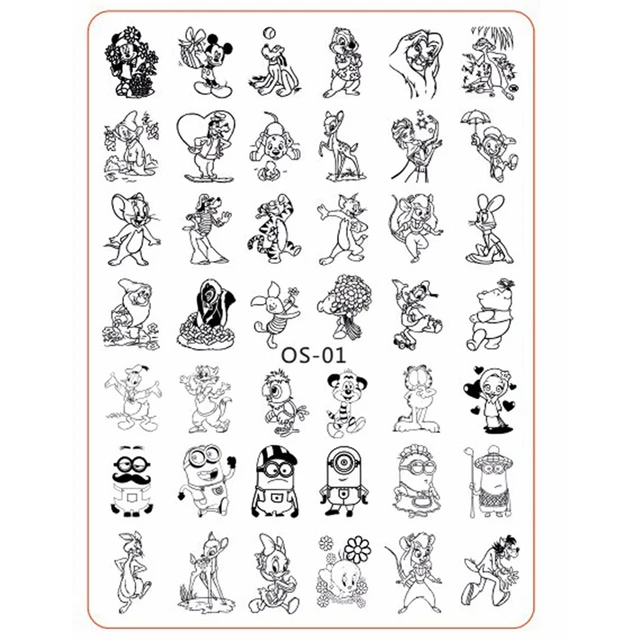 nail art template cartoon characters mouse dog duck rabbit stainless