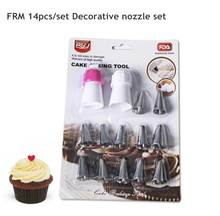 

FRM 14pcs/set stainless steel Decorative nozzle set cake tool baking tool ice cream tool
