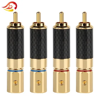 

QYFANG Audiophile Eutectic Carbon Fiber Pure Copper Speaker RCA Male Plug DIY Solder Wire Connector Splice Adapter Audio Jack