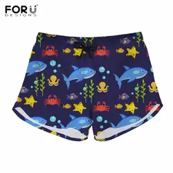 FORUDESIGNS Повседневное женские летние шорты Blue Ocean Fish/Медузы шаблон с коротким для подростков девочек Harajuku Короткие штаны для фитнеса
