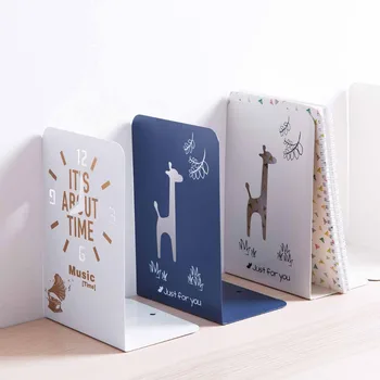 

OTHERHOUSE 2Pcs Iron Cartoon Bookend Book Shelf Display Magzine Storage Rack Holder Home Bookshelf Office Desktop Organizer