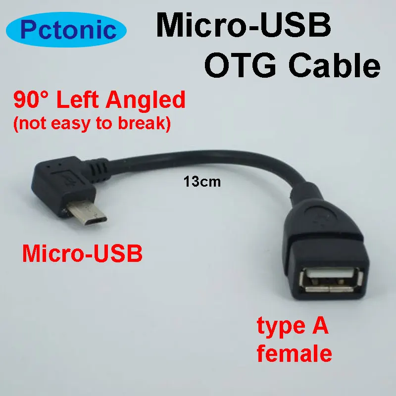 PCTONIC elbow micro-USB OTG Cable short 10cm bending USB Type-A Female to microUSB Male 90 Degree Right Angled Connector crooked |