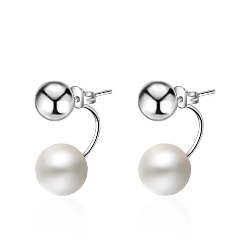 

100% 925 sterling silver fashion imitation pearl U bend ladies`stud earrings women jewelry female birthday gift wedding cheap