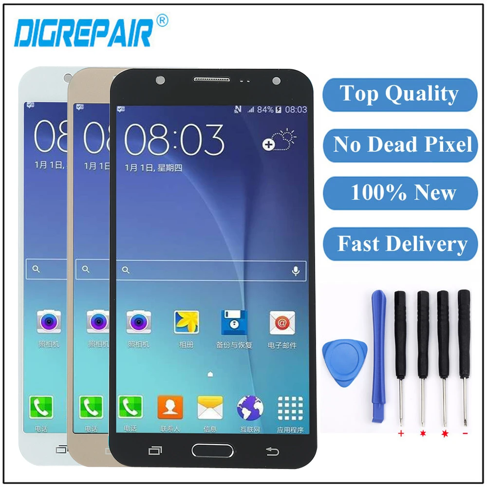 

J700F lcd For Samsung Galaxy J7 2015 J700 J700M J700H LCD Display touch Screen With Frame J700 display For Samsung j7 2015 lcd