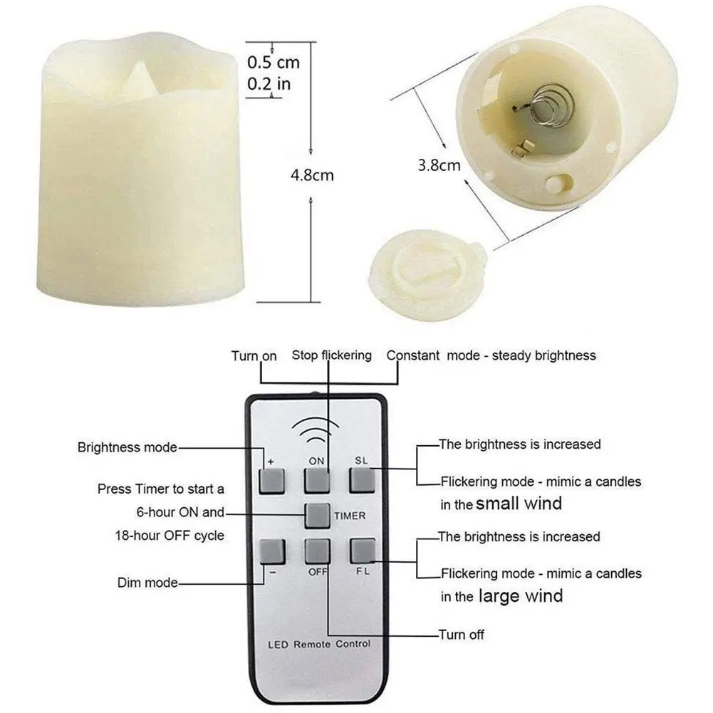 Skup Bezpłomieniowe świece, najnowszy pilot LED migotanie świece na baterie taniec płomień Tealight z funkcją timera, 3 Mo