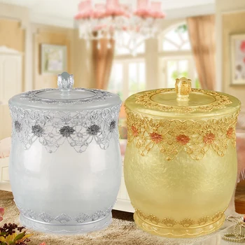 

European dinner resin trash European desktop table mini small trash home with a cover bathroom living room