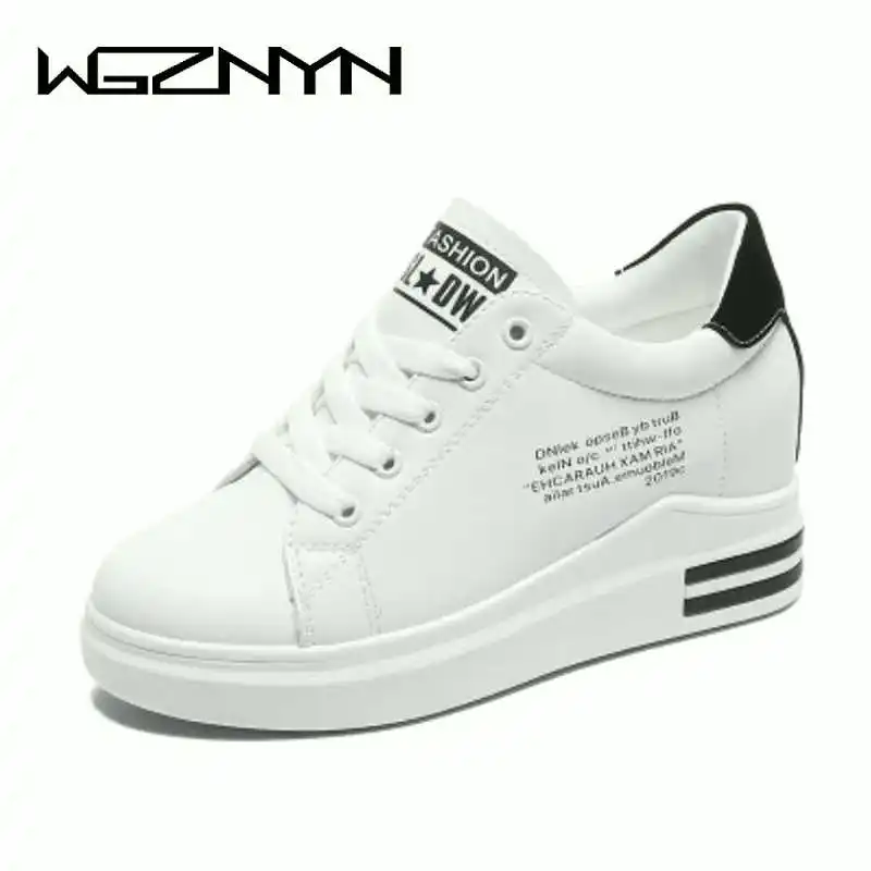 

WGZNYN Spring/Autumn sneakers Women Casual Platform Shoes woman Hidden Wedge Heels Boots Female Students Flats Boards Shoes W305