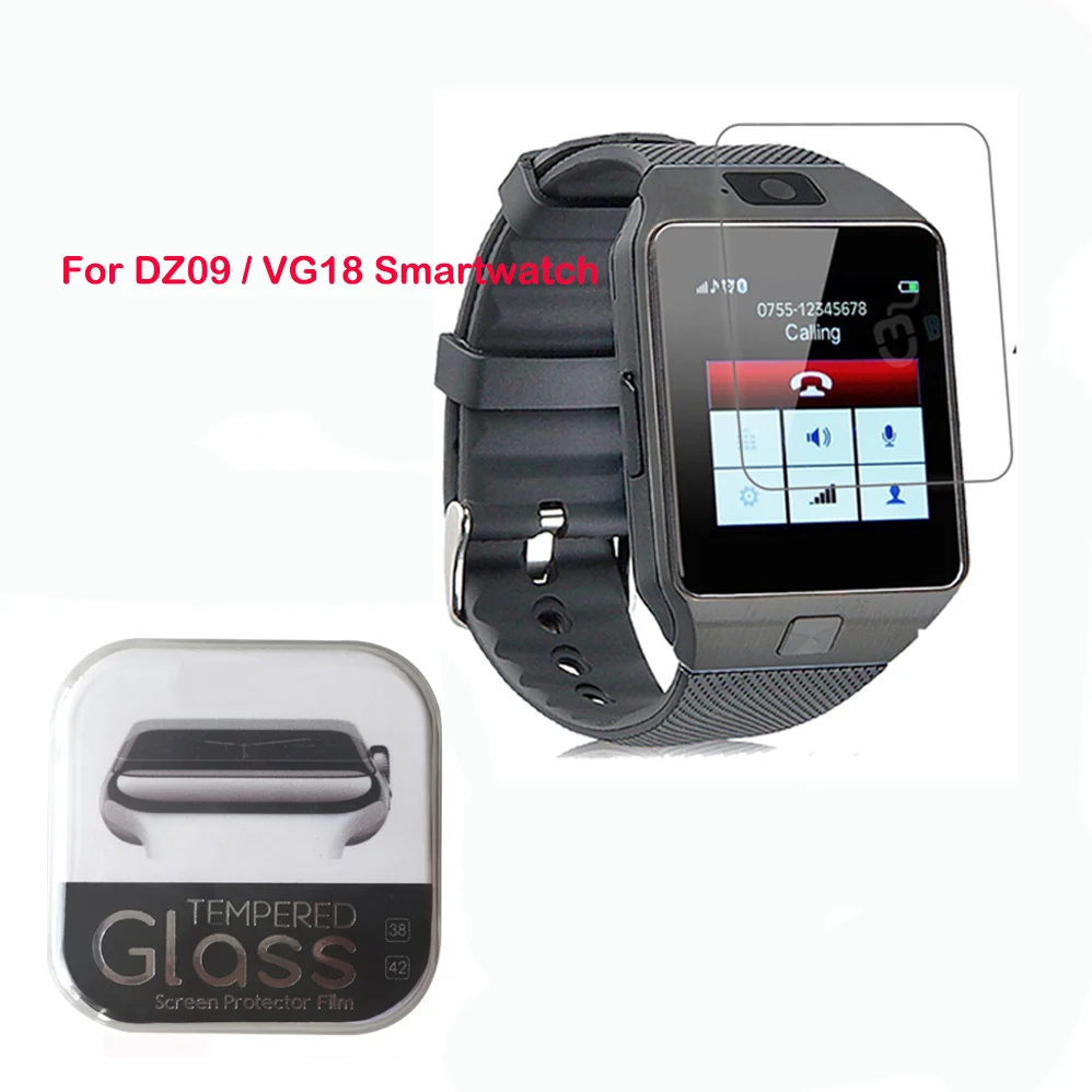 

For DZ09 / VG18 Bluetooth Smart film 0.3mm 2.5D Tempered Glass Screen Protector smartwatch LCD Anti-scratch Clear Film