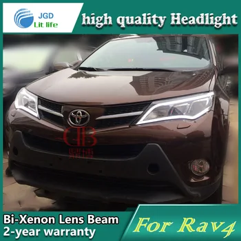 

Car Styling Head Lamp case for Toyota RAV4 2014 LED Headlights DRL Daytime Running Light Bi-Xenon HID Accessories