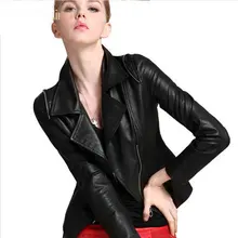 Free shipping Genuine Leather jacket Ladies leather jacket Short Locomotive leather coat slim black sheepskin jacket
